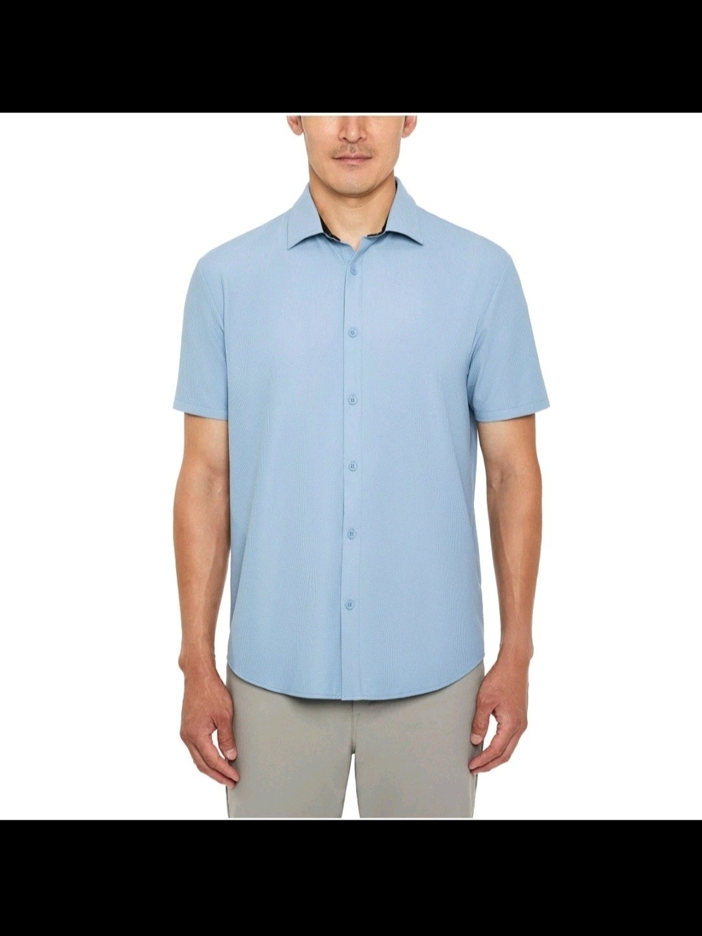 Kenneth Cole Men's Short Sleeve Slim Fit Stretch Woven Shirts- Size Large